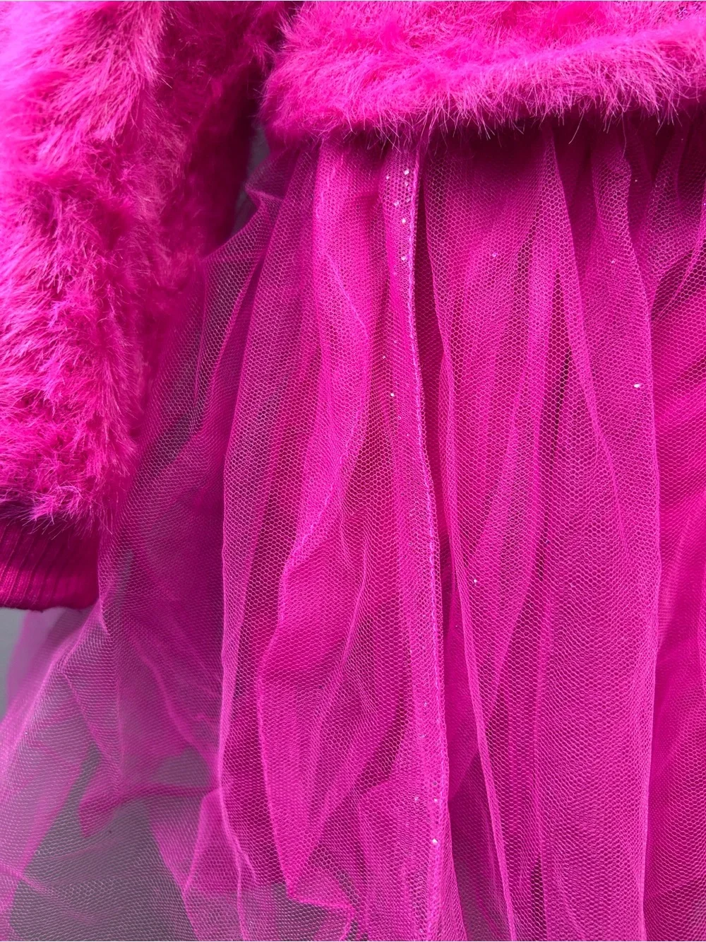 Girls' Fuchsia Fuzzy Tulle Dance Dress